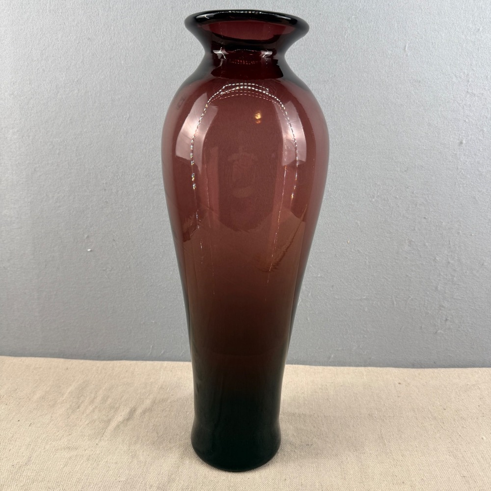 Blenko 8310M Amethyst Purple Vase 16" Don Shepherd Art Glass w/ Foil Label - Picture 6 of 10